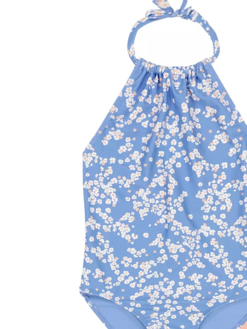 Roxy Big Girls Floral Print Halter One-Piece Swimsuit, Blue Flowers Size 16, NWT